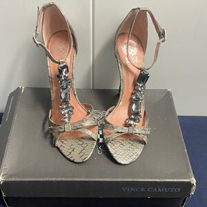 Vince Camuto Embellished Snakeskin Heels